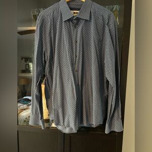 Joseph Abboud Graphic button down shirt, Blue, XXL